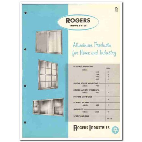 ROGERS INDUSTRIES INC 1962 aluminum rolling windows vintage catalog