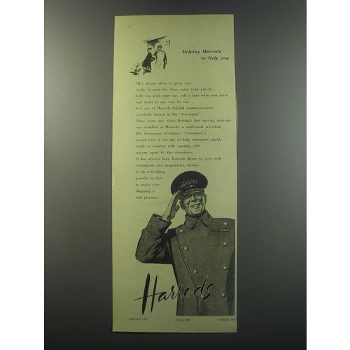 1955 Harrods Department Store Ad - Helping Harrods to Help you