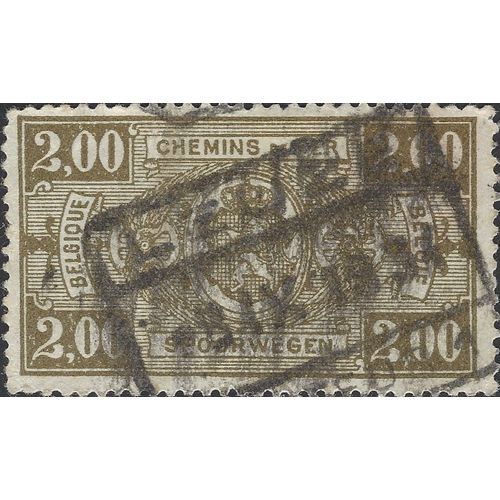 BELGIUM, RAIL, Coat of Arms in Oval, olive brown 1923, 2F, #4