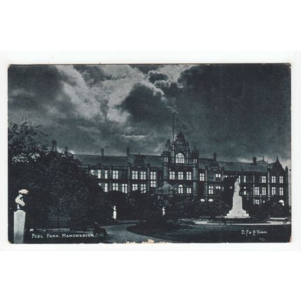 Peel Park Manchester Moonlight Postcard 1917 Lancashire
