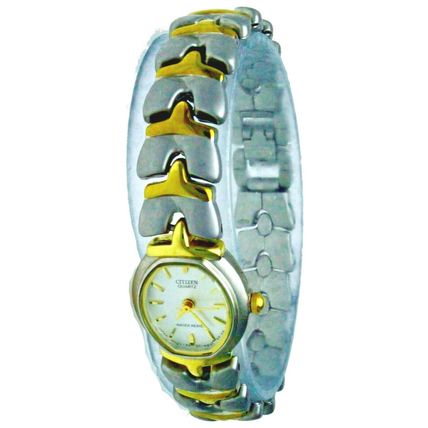 New Ladies Citizen Watch Mat Two Tone Oval S. Steel Water Resistant Wristwatch