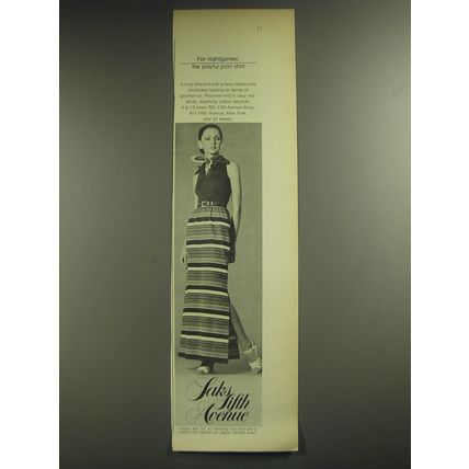 1974 Saks Fifth Avenue Fashion Ad - For nightgames: The playful polo shirt