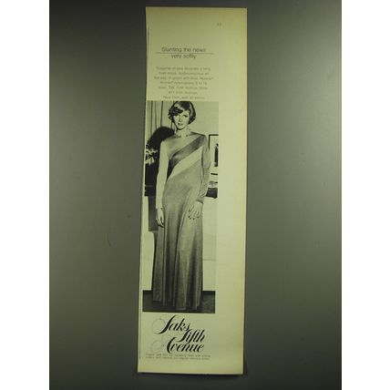 1974 Saks Fifth Avenue Dress Ad - Slanting the news very softly