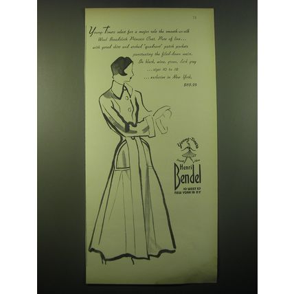 1948 Henri Bendel Young-Timers Wool Broadcloth Princess Coat Advertisement