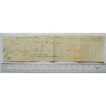 1941 London & North Eastern Railway Goods Invoice, Fraserburgh 45 ft pole ropes