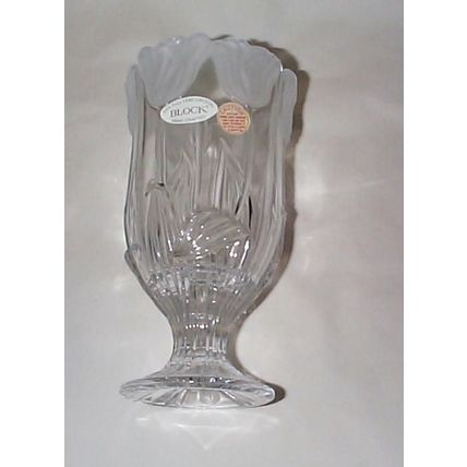Vintage Block Tulip 7 Inch Hurricane Vase / Candle Holder - 24% Lead Crystal Han