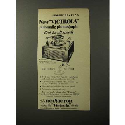 1953 RCA Victor Phonograph Model 2ES31 Advertisement