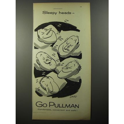 1954 Pullman Railroad Car Ad - Sleepy heads