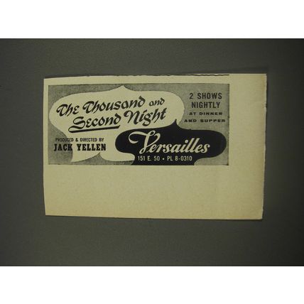 1956 Versailles Club Ad - The Thousand and Second Night by Jack Yellen