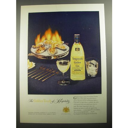 1956 Seagram's Golden Gin Advertisement - The golden touch of hospitality