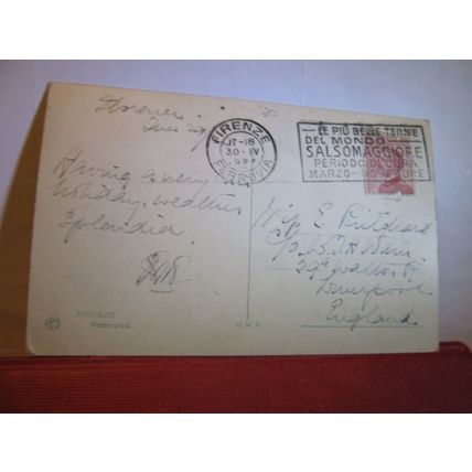 FIRENZE, FLORENCE, ITALY used antique postcard. 1924 postmark #
