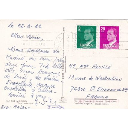 Madrid Puerta del Sol Spain Postcard posted 1982 VGC