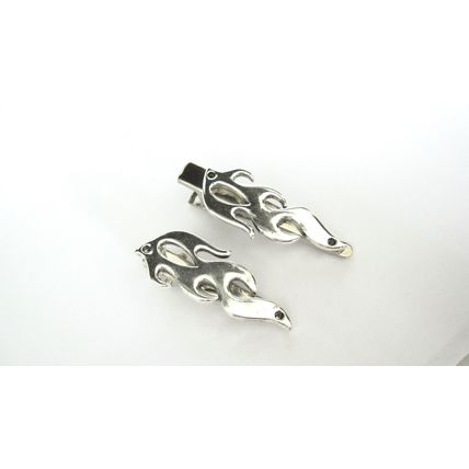 Small shiny silver metal fire flame hair pin alligator clip for fine thin hair