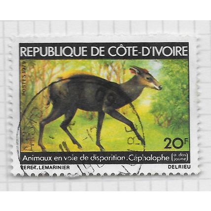 IVORY COAST 1979 ENDANGERED ANIMALS DUIKER YELLOW BACKED YOUNGSTER 20F USED