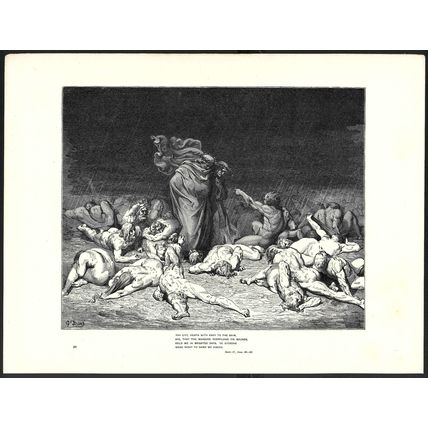 DANTE AND VIRGIL AMONG THE GLUTTONS 1903 Gustave Doré ANTIQUE ENGRAVING