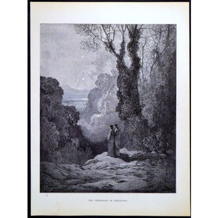 THRESHOLD OF PURGATORY 1885 Gustave Doré - Dante Alighieri ANTIQUE ENGRAVING