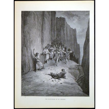 MARTYRDOM OF ST. STEPHEN 1885 Gustave Doré - Dante Alighieri ANTIQUE ENGRAVING