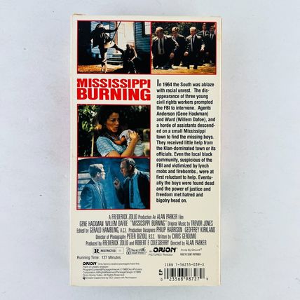Mississippi Burning VHS Video Tape Gene Hackman, Willem Dafoe
