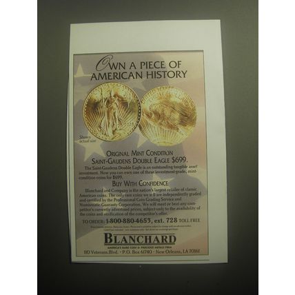 1993 Blanchard Saint-Gaudens Double Eagle Coin Advertisement