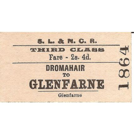 Sligo Leitrim & Northern Counties Rly. Edmondson Ticket - Dromahair to Glenfarne