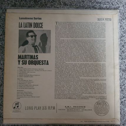 Martinas Y Su Orquesta - La Latin Dolce (33SX1773) 1965 (LP)