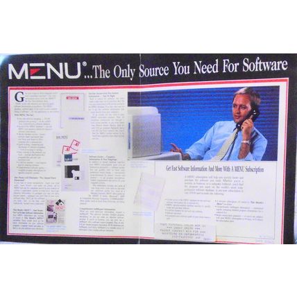 MENU - The One Stop Software Shop - original promo brochure, 1988.