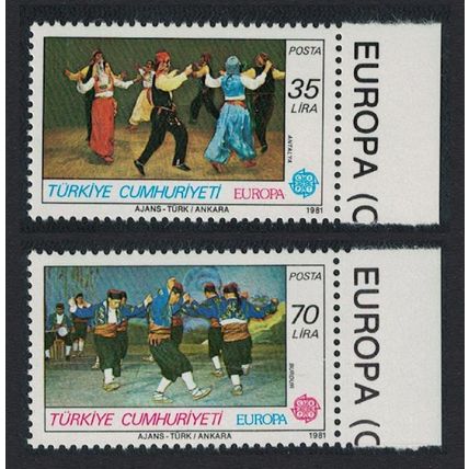 Turkey Folk Dances and Europa 2v 1981 MNH SG#2730-2731 MI#2546-2547