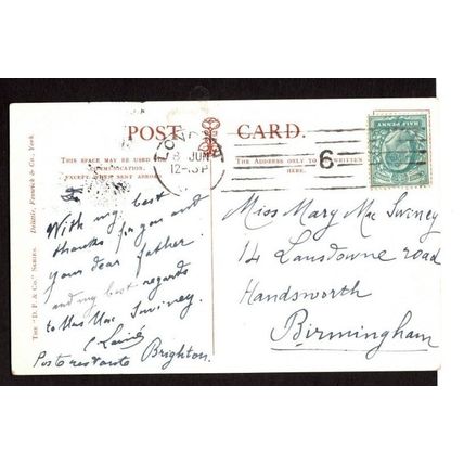 HOUSES OF PARLIAMENT, LONDON Night scene early 1900's Boston M/C No 6 Postmark