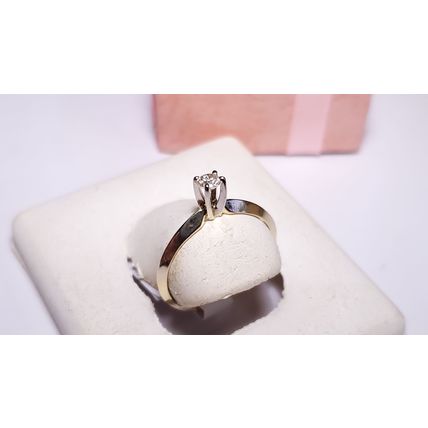 Estate .16ct Natural Diamond Solitaire 14Kt YG knife edge Engagement Ring #20948