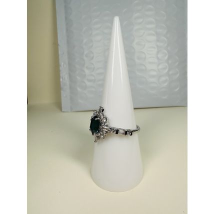 NWT Bomb Party Sz8 BP Ring Star Hexagon Green Fashion Jewelry RBP Rhodium Pl