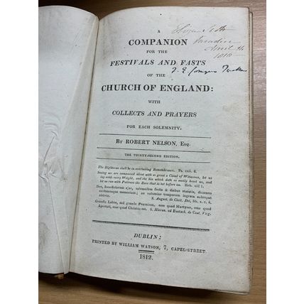 RARE* 1812 "COMPANION OF FESTIVALS & FASTS OF CHURCH OF ENGLAND" BOOK (P5)