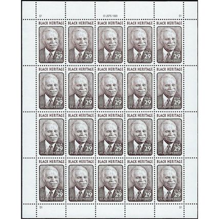 Dr Allison Davis Sheet of Twenty 29 Cent Postage Stamps Scott 2816