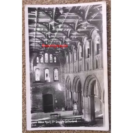 Nave Roof, St David's Cathedral, Wales, RP WM Mendus, Postcard