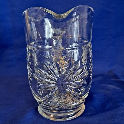 Vintage Anchor Hocking PRESCUT CLEAR PINT PITCHER Early America Star of David