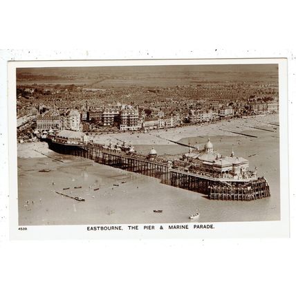 Sussex postcard Eastbourne Pier & Marine Parade aerial view