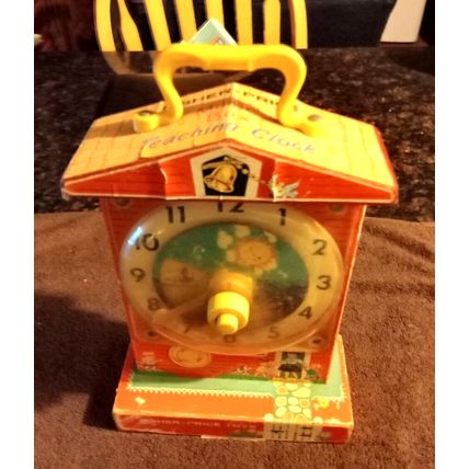 Old Vintage Fisher Price Music Box Clock # 998 10 3/4" Tall Working 1968