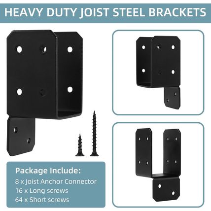 16Pcs Black Caps Tie Bracket for 2X4 Post, Post Anchor Connector Carbon Steel Mo