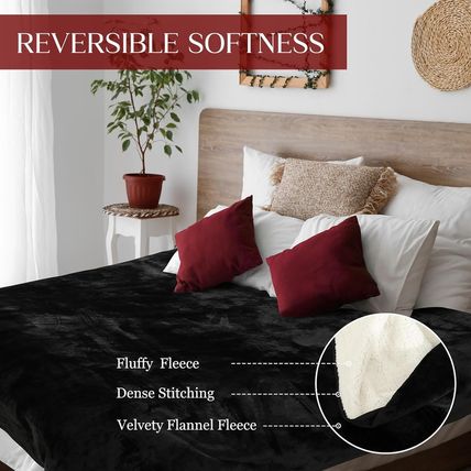 Love Black Waterproof Bed Blanket, Twin Size 80'' X 60'' Double Side Lightweight