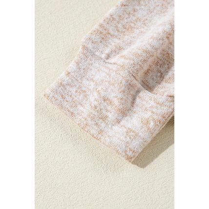 Apricot Drawstring Cowl High Neck Long Sleeve Split Top