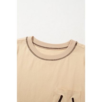Apricot RODEO Horseshoe Embroidered Patch Pocket T Shirt