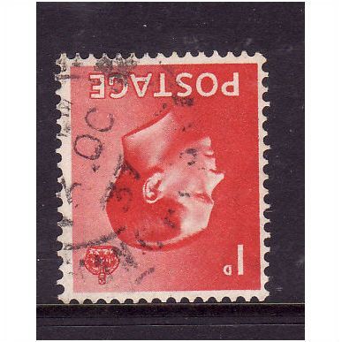 GREAT BRITAIN 1936 SG 458i ED VIII 1d SCARLET WMK INVERTED FINE USED #3