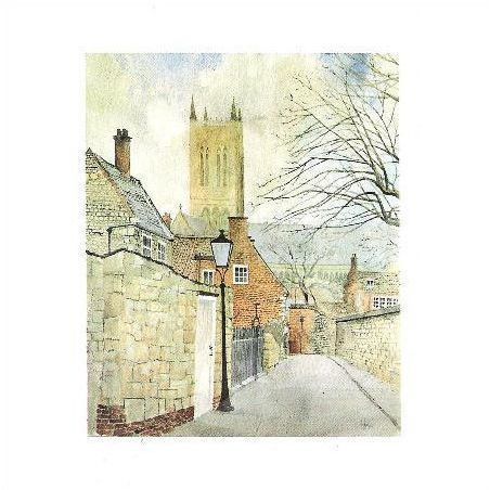 Lincoln - James Street - painting by Cuppleditch - Skilton postcard c.1980s