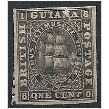 British Guiana 1863 SG43 1d Black MINT Filler (tear & cut perfs) ...