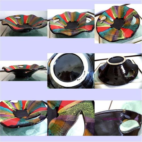 Vallauris Ceramic Pottery Mid Century Rainbow Glaze 70s Retro Decor bowl vase