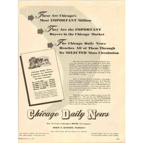 chicago daily news 1947 most important million media vintage ad