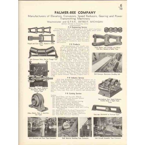 palmer-bee company 1936 conveyor worm gear reducers vintage catalog