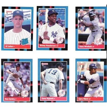 1988 Donruss New York Yankees team set with Rookies set cards- 32 cards