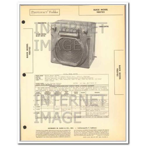 BUICK model 980782 6 tube AM car radio receiver Sams Photofact manual