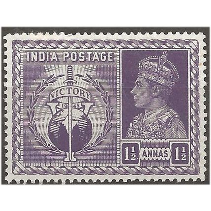 India 1946 SG279 1 1/2a Dull Violet Victory Mounted Mint . .. .