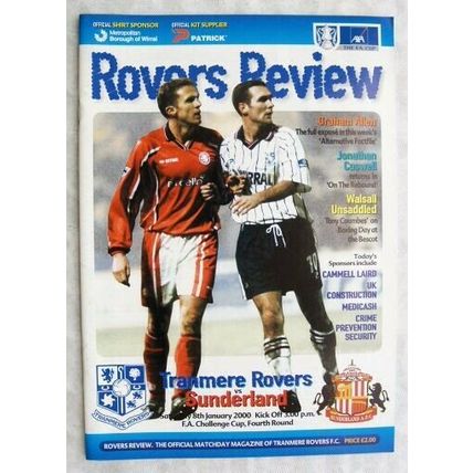 2000 programme Tranmere Rovers v. Sunderland, FA Cup